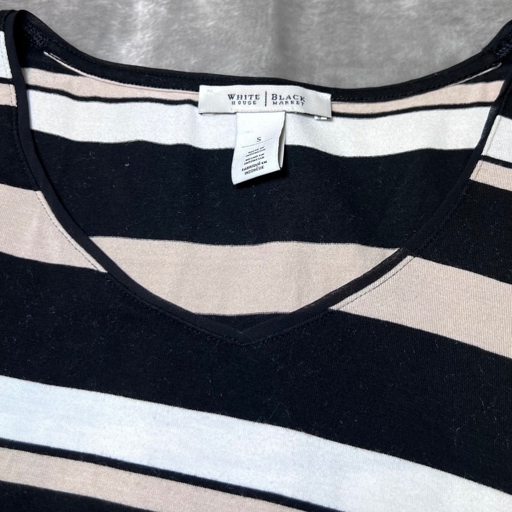 White House Black Market‎ Womens Size Small Striped Layered Tank Top Neutral - Picture 6 of 10